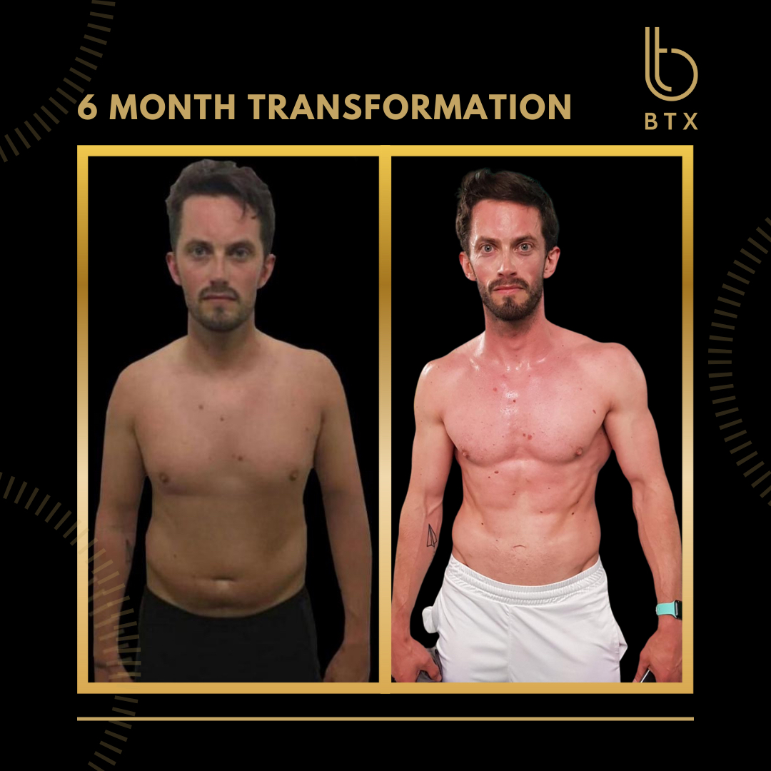 Tom's strength and fat loss transformation at BTX, before and after