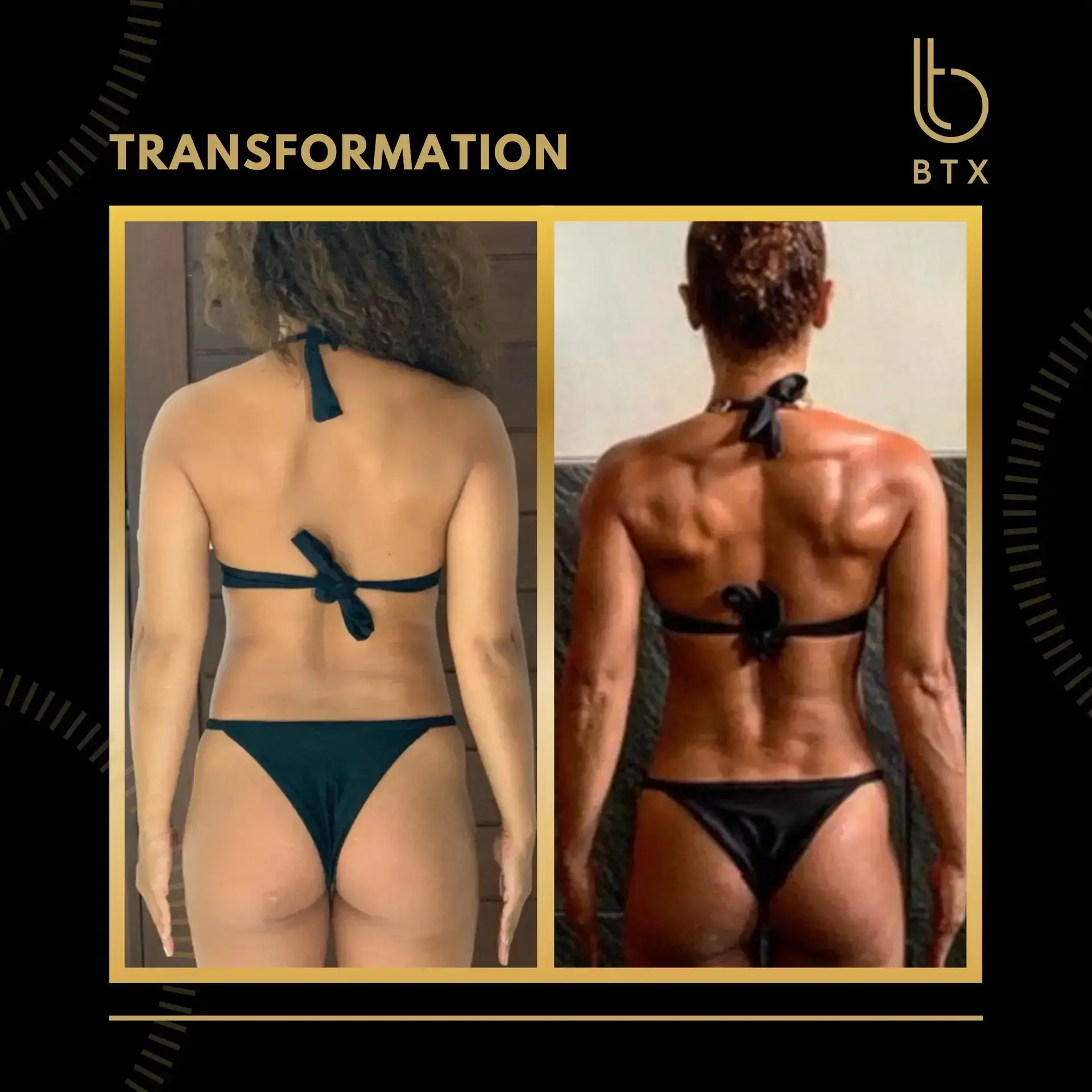 Tiana's body recomposition at BTX, before and after