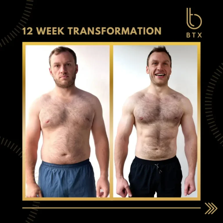 Tom's body transformation at BTX, before and after